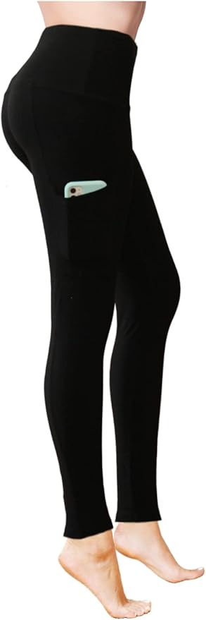 COMFY FOREVER Pocket Leggings for Women W/5' High Waist Tummy Control Ankle Length Pants