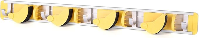 Good Grip Wall-Mounted Mop and Broom Holder Storage Organizer Cleaning Tools Hanger for Kitchen Garden Laundry Room and Garage (4 slots, 5 hooks)