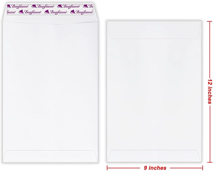 300 Pack 9x12 White Catalog Envelopes Peel  Seal Security Mailing Envelopes 120GSM Kraft Paper self Seal Envelopes for Invitations Papers Photos Documents Pictures Papers Files