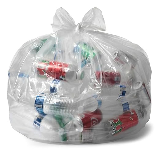 95-96 Gallon 1.5 MIL Clear Heavy Duty Curbside Receptacle Trash Bags - 61" x 68" - For Contractor, Construction, Industrial, & Commercial - Pack of 50