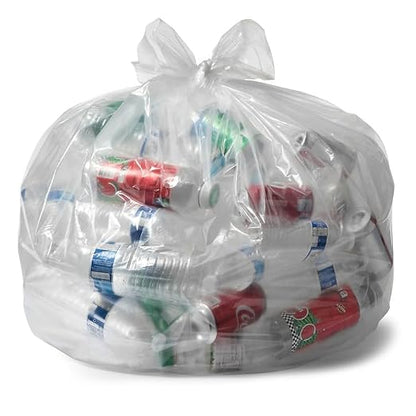 95-96 Gallon 1.5 MIL Clear Heavy Duty Curbside Receptacle Trash Bags - 61" x 68" - For Contractor, Construction, Industrial, & Commercial - Pack of 50