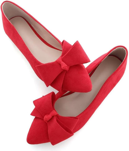Womens Flats Fashion Pointed Toe Bowknot Ballet Flats Cute Slip On Dress Flats Comfortable Party Wedding Flats2