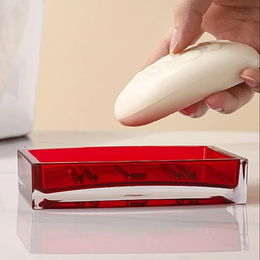 soap Holder Soap Dish Acrylic Material Soap Holder Creative Soap Tray Home Bathroom Soap Case Personality Light Luxury Hotel Soap Box Easy to use (Color : Red)