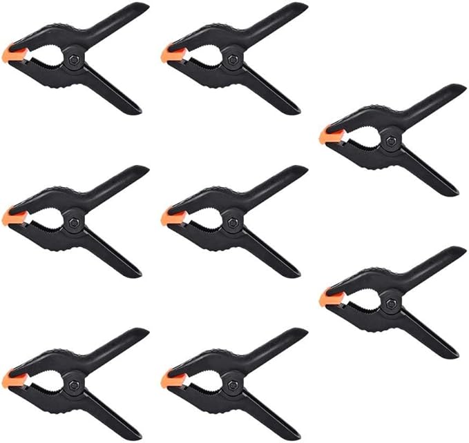 UTEBIT 8 Packs Spring Clamps 4 inch Backdrop Clips Portable Black Plastic Spring Clamp Heavy Duty Clips for Photo Studio, Woodwork, Artwork