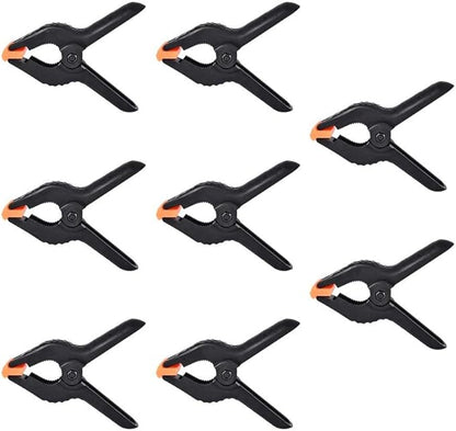 UTEBIT 8 Packs Spring Clamps 4 inch Backdrop Clips Portable Black Plastic Spring Clamp Heavy Duty Clips for Photo Studio, Woodwork, Artwork