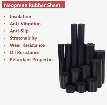 Neoprene Rubber Sheet Solid Rubber Strips Roll PadInsulation for Weather Stripping, Gasket, Shield, Costume, Seal, DIY (116" (.062") Thick, 12" Wide X 10' Long)
