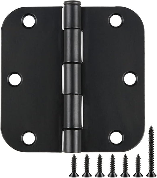 Rounded Door Hinges 3-1/2" x 3.5 inch, 5/8 Radius, Matte Black 12 Pack
