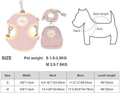 Dog Cat Harnesses Set Dog Harness and Leash Set Breathable Adjustable Bag Pet Harness for Small Medium Dog Cats Vest Dog Supplies E S