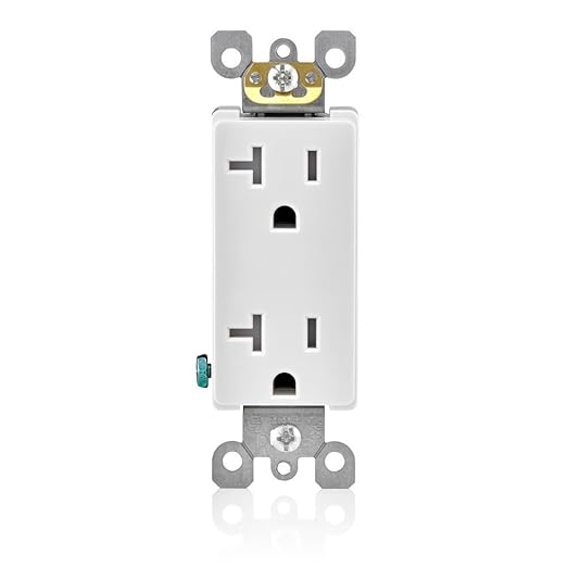 Leviton T5825 20 Amp Decora Tamper-Resistant Duplex Electrical Wall Outlet - White