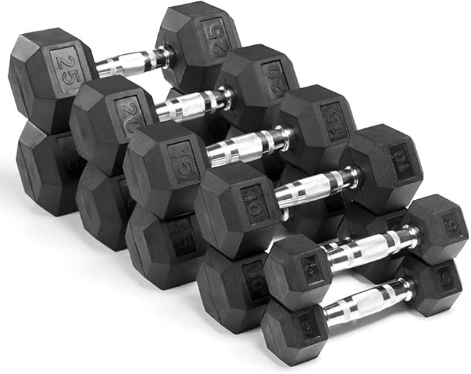 JKSPORTS Rubber Encased Hex Dumbbell Hand Weight (15 lbs)