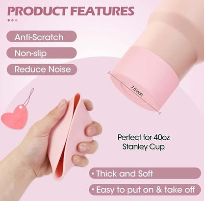 LINXI 6Pcs Accessories for Stanley Cups,Water Bottle Boots Cover Mini Hooks Lipstick Sleeve Pouch Charm Keychain Compatible for Stanley Cup Tumbler 40oz