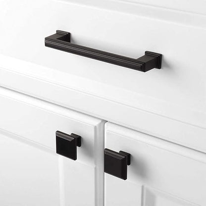 KOOFIZO Square Stepped Cabinet Knob - Black Pull Handle (31mm  1.2 Inch), 10-Pack for Kitchen Cupboard Door, Bedroom Dresser Drawer, Bathroom Wardrobe Hardware