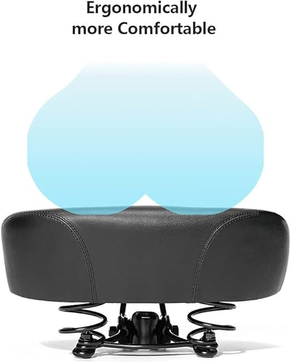 Noseless Wide Bike Seat,Nose Free Bicycle Saddle,Oversized Comfortable E-Bike Saddle Universal Fit Bicycle Seat for Women Men,Comfort Tricycle Saddle Peloton Saddle Stationary Bike Seat
