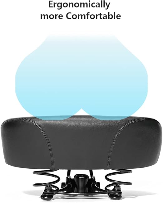 Noseless Wide Bike Seat,Nose Free Bicycle Saddle,Oversized Comfortable E-Bike Saddle Universal Fit Bicycle Seat for Women Men,Comfort Tricycle Saddle Peloton Saddle Stationary Bike Seat