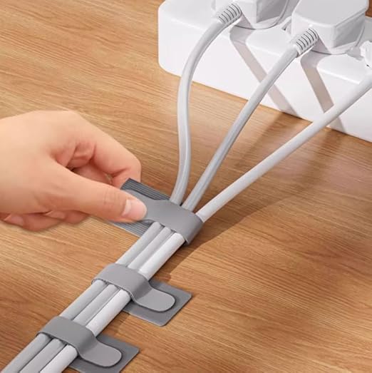 10 Pack Cord Organizer Spring Cable Holder Clips - Desk Cable Management Clips, Adhesive Wire Keeper for Phone Chargers, Nightstand, Wall, Car, and Office (Black)