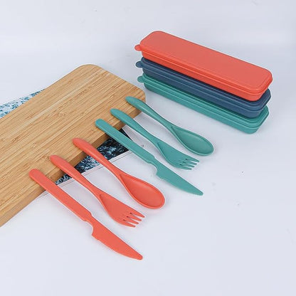 Portable Travel Cutlery Set, Reusable Knife Fork Spoon Cutlery for Travel Picnic Camping or Daily Use (red)