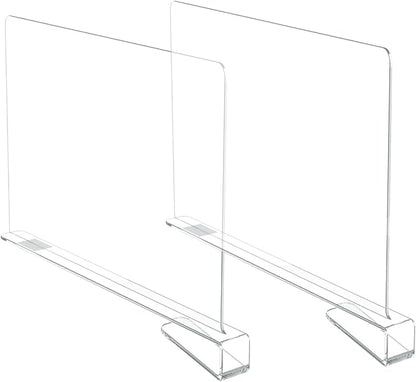 2 Pack Acrylic Shelf Dividers for Closet Organization, Adjustable Clear Clothes Purse Dividers for Closet, Shelf Separators in Closet Vertical Organizers for Sweater Storage