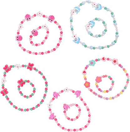 Toyvian Lightweight Kids Necklace Bracelet Set Beads Girls Toys and Jewelry Sets