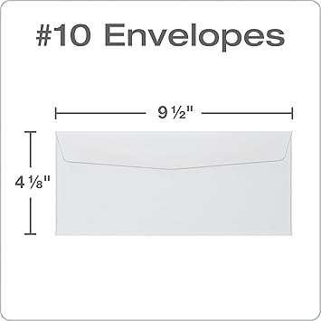 Quality Park 10 Envelopes, Letter Size White Mailing Envelopes, 4-18x9-12 Inch, No Window Business Envelopes, Gummed Closure, 500Box (QUA90020)