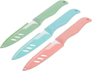 PRETYZOOM 3-Piece Ceramic Fruit Knife Set Kitchen Vegetable Cutting Tools Portable Chopping Knives with Sleeves for Home Use Safe and Easy to Handle