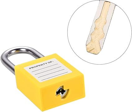 uxcell Lockout Tagout Safety Padlock 1-12-Inch Steel Shackle Keyed Alike Yellow 2Pcs