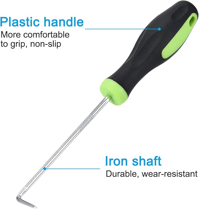 PATIKIL O-Ring 90 Degree Pick 170mm, Oil Seal Gasket Precision Screwdriver Puller Remover Removal Tool, Green