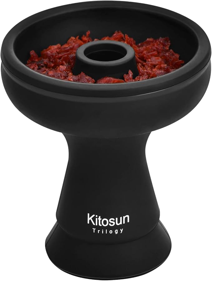 Silicone Hookah Bowl - Kitosun Silicone Phunnel Bowl with Big Hole - Durable Shisha Bowl Black Color - Right Replacement for Clay&Ceramic Bowls 3.5" Tall