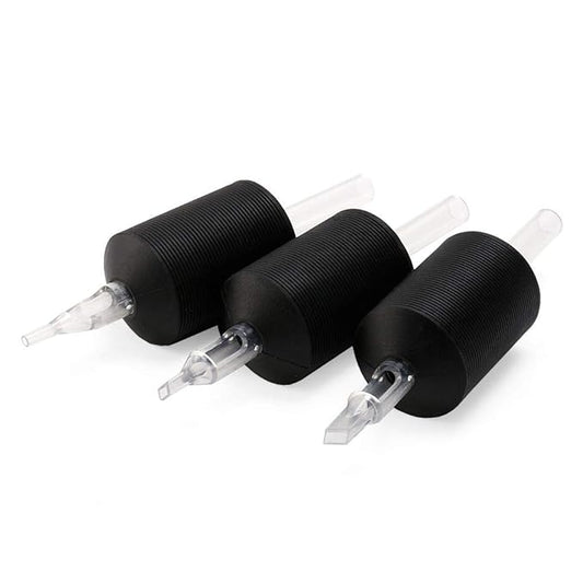 VORTEX - 1.25 Inch Soft Silicone Disposable Tube Grips, Black Color, with Clear Long Tips, 15 Count (9M)