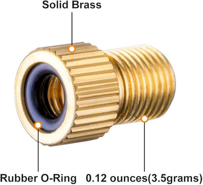 Brass Presta Valve Adapter, Convert Presta to Schrader Adaptor for Bike, Inflate Tire Using Standard Pump or Air Compressor, Tire Valve Caps(2PCS)