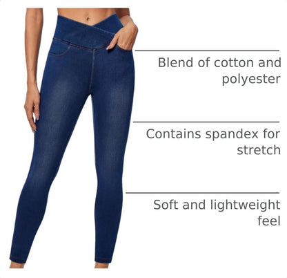 IUGA Stretchy Skinny Jeans for Women High Waist Pull on Jeggings Sweatpant Jeans Tummy Control Jean Leggings with Pockets.