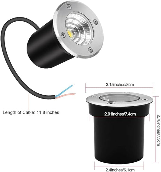 12Pack Well LED Low Voltage Landscape Lights, Outdoor In-Ground 12V-24V 5W Warm White 3000K, IP65 Waterproof Up Lighting for Pathway, Driveway, Deck, Garden, With Wire Connectors