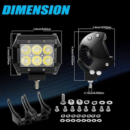 Nicoko 18W LED Light Pods 2PCS Led Off Road Spotlight 1800LM Super Bright Driving Light Led Work Light for Trucks, IP68 Waterproof