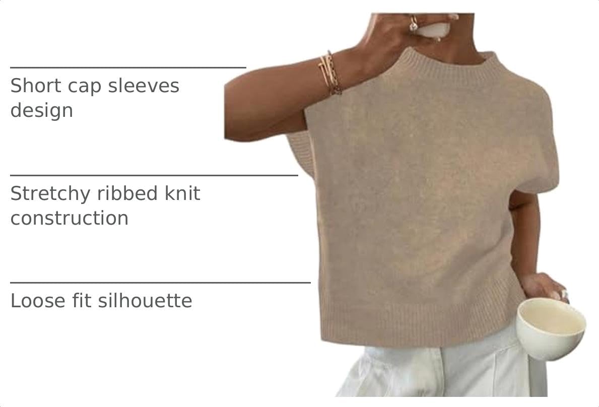 SOLY HUX Women's Short Sleeve Sweater 3D Floral Sweaters Pullover Tank Tops Knit Vest Trendy Fashion Clothing