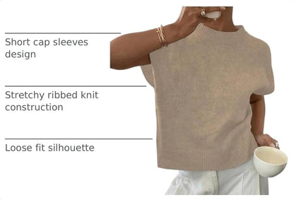 SOLY HUX Women's Short Sleeve Sweater 3D Floral Sweaters Pullover Tank Tops Knit Vest Trendy Fashion Clothing