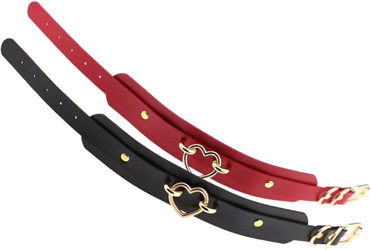 eYLun Women Leather Necklaces Collar Choker Heart Punk Rock Adjustable Collar Necklaces