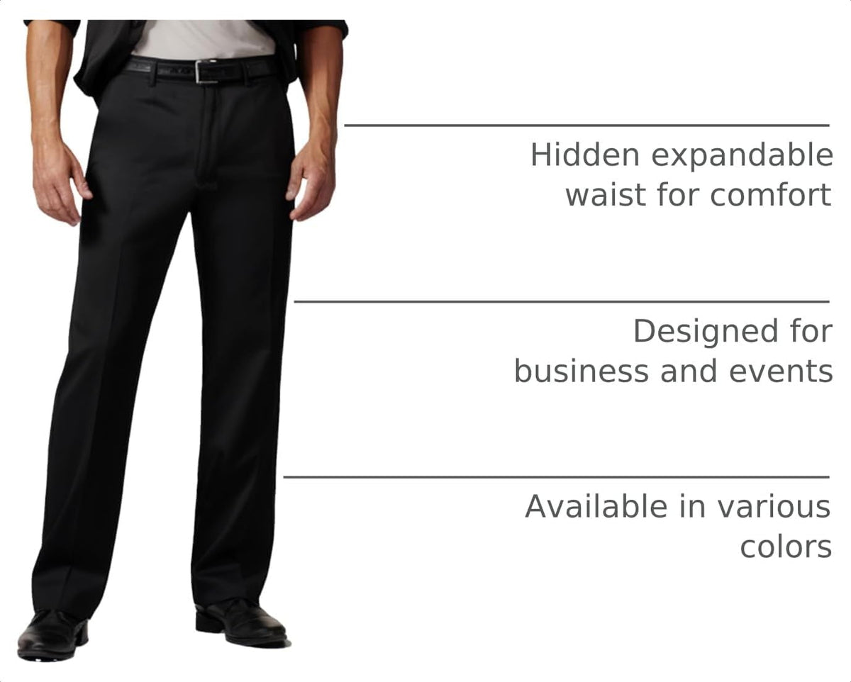 Men's Expandable Waist Dress Pants | Premium Stretch Texture Weave Work to Weekend Pants
