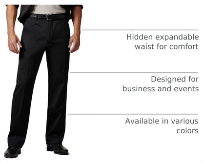 Men's Expandable Waist Dress Pants | Premium Stretch Texture Weave Work to Weekend Pants