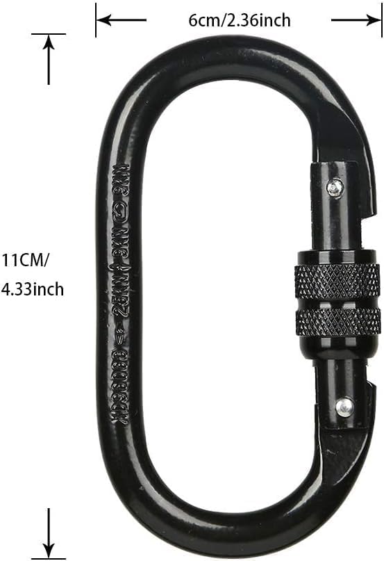 1 Pack Heavy Duty Carabiner Clip Carabiner Hook, O Shape, Black