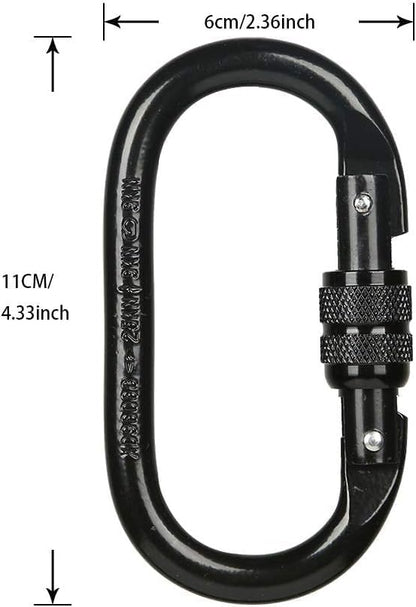 1 Pack Heavy Duty Carabiner Clip Carabiner Hook, O Shape, Black