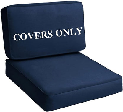 Patio Cushion Covers Replacement Outdoor Seat Cushions Cover for Patio Furniture, Deep Seat Bottom and Back Cushion Cover Set for Chair, Sofa and Couch, 2Packs, 26.5x26.5x426.5x13x4, Blue
