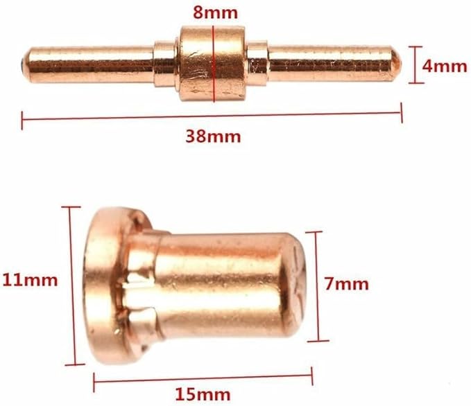 60Pcs Extended Long Electrode Tip Consumables For PT31 Air Plasma Cutter, Plasma Cutting Equipment Electrode Nozzle Kit