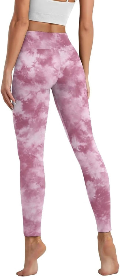 Leggings with Pockets for Women Tummy Control Workout Pants Tie Dye Leggings High Waisted Yoga Pant Gym Trousers