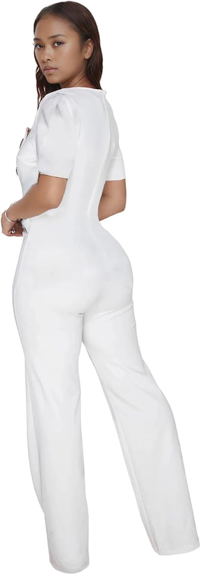 Medium Size PORRCEY Women Sexy Elegant Velvet Jumpsuits Casual Outfits Clubwear.