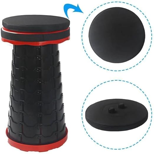 2 Pack Telescopic Stool Cushion, Round Thickened Collapsible Folding Stool Seat Cushion with Memory Foam (Black)(Not Include Stool)