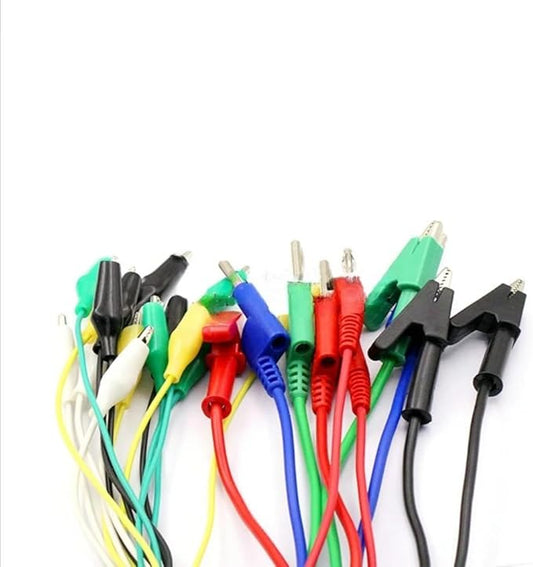 V TELESKY 1PCS Double Crocodile Pinch Banana Plug To Crocodile Pinch Power Test Wire Color Connecting Wire 2 Wires 4 Clips (Banana Plug red0.8m)