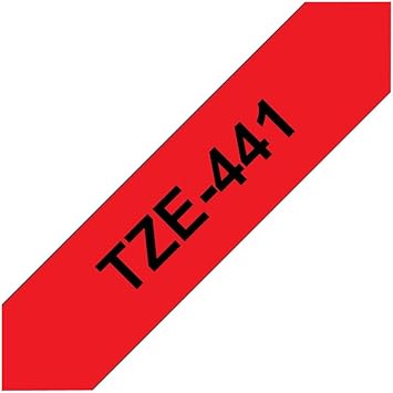 Brother TZe-441 Labelling Tape Cassette, Black on Red, 18 mm (W) x 8 m (L), Laminated, Brother Genuine Supplies