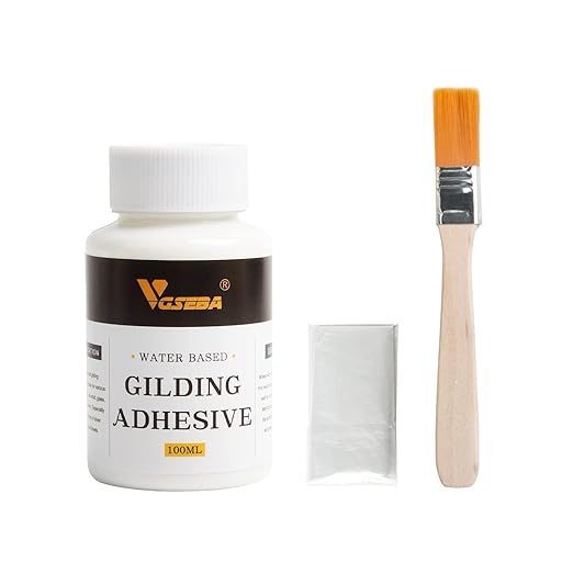 Gold Leaf Adhesive,Gilding Adhesive,Gold Leaf Glue for Craft, Arts, Wood Use (100ml  Brush  Gloves)