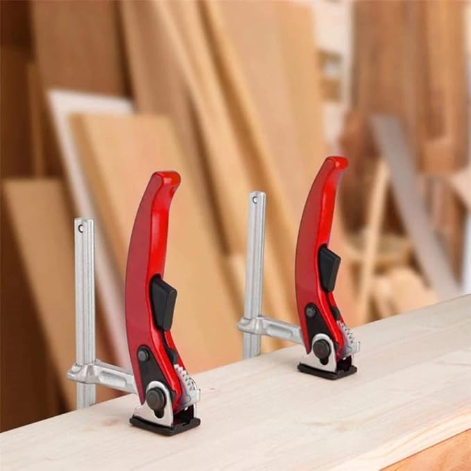 1 Piece Ratchet Table Clamp Quick Release Bar Clamp Steel Clamping F Track Clip for Hole Table and Guide Rail System