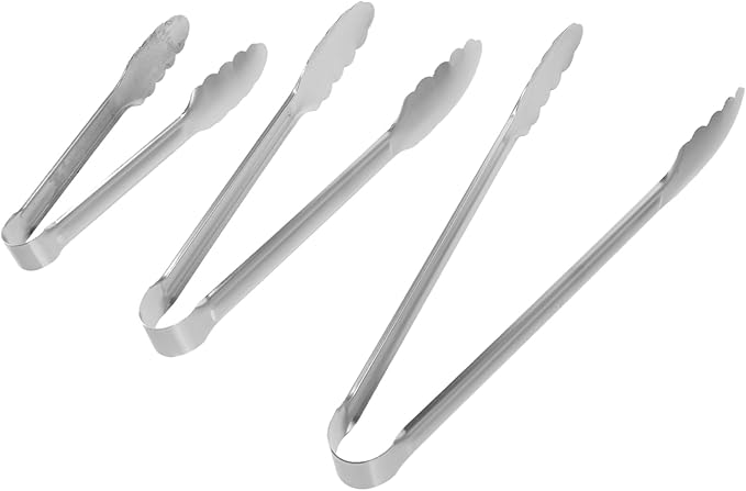 BESTYASH 304 Stainless Steel Food Tongs Set of 2 Heavy Duty Kitchen Tongs for Grilling Baking and Buffet Service for Cooking BBQ and Serving Steak