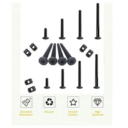 Crib Screws Hardware Replacement Kit- Baby Bed Frame Bolts Barrel Nuts Set for DeltaGracoDream,M6x40mm50mm60mm70mm80mm Hex Drive Socket Cap Screws Barrel Nuts. (Black-25set)